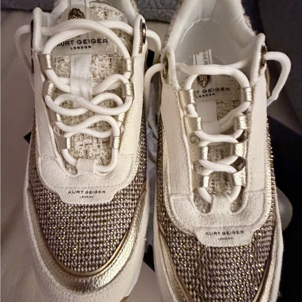 Kurt Geiger White and Gold Sneakers - Picture 9 of 11
